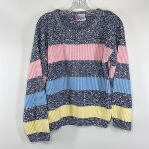Vintage Weathered Blues Vintage Knit Blue Pink Sweater